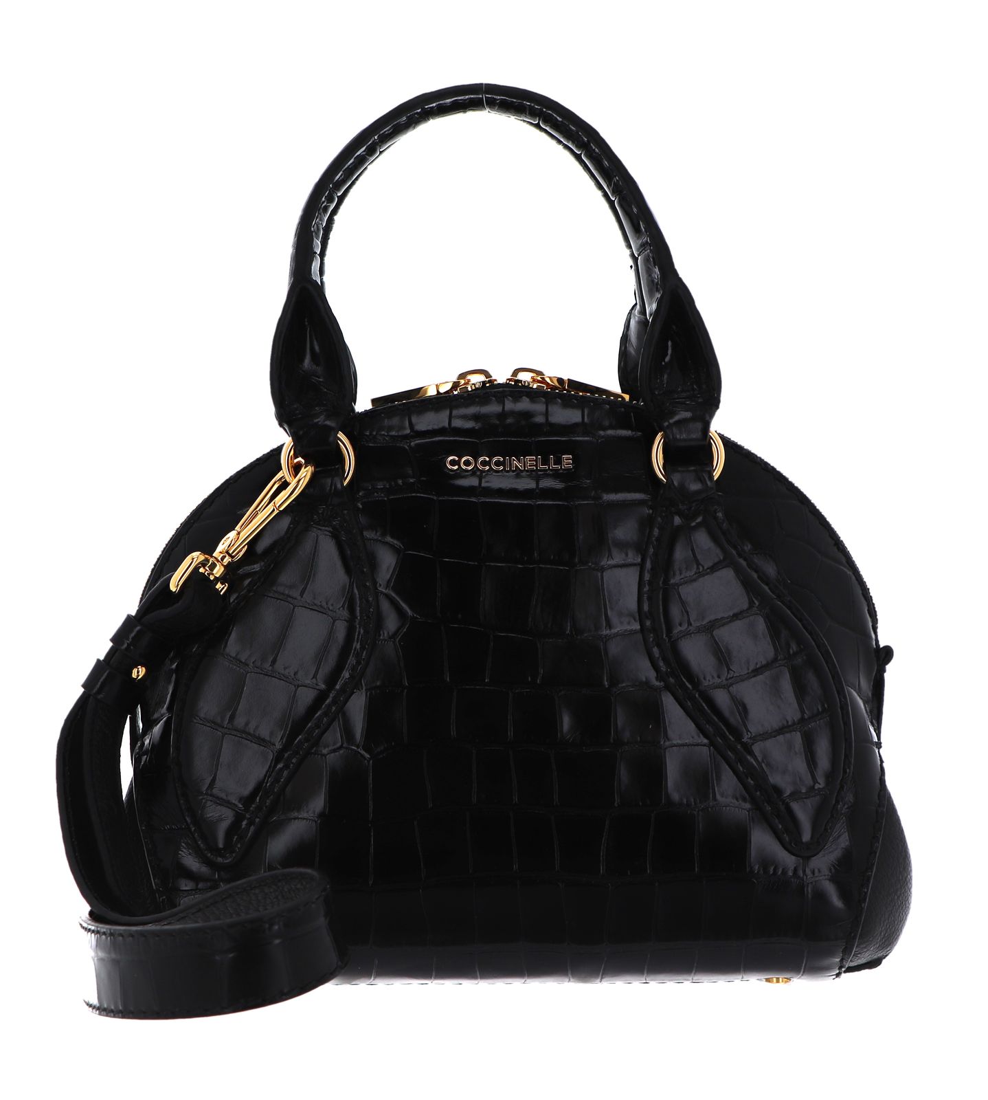 COCCINELLE Colette Croco Shiny Soft Small Handbag Noir