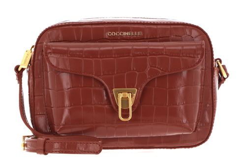 COCCINELLE Beat Croco Shiny Soft Crossover Bag Cinnamon