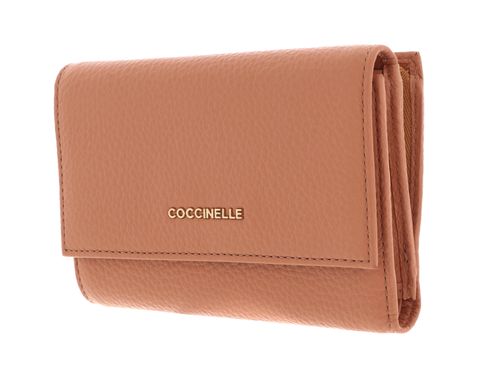 COCCINELLE Metallic Soft Wallet Grainy Leather Almond