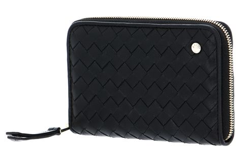 abro Leather Piuma Weaving Zip Wallet Black / Gold