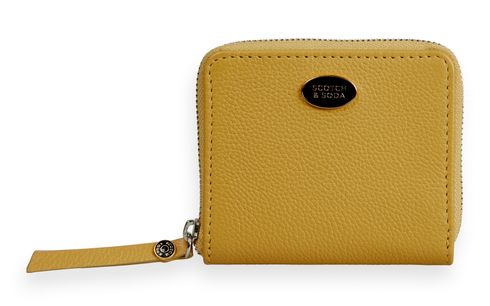 SCOTCH & SODA Leather Bill Fold Zip Wallet Sunset Yellow