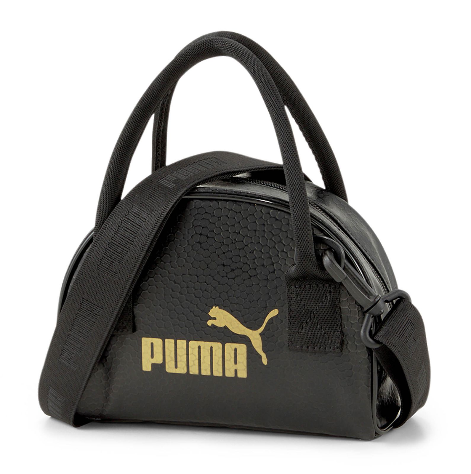 black side bag with chain