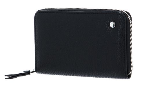 abro Leather Adria Zip Wallet Black / Nickel