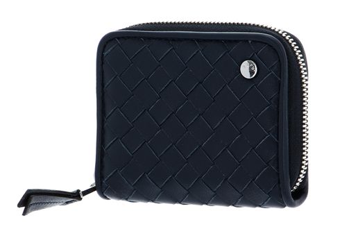 abro Leather Piuma Weaving Zip Wallet S Navy