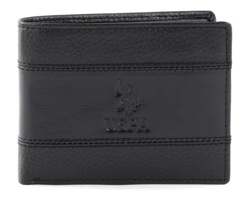 U.S. POLO ASSN. Horizontal Wallet with Coin and Flap Black