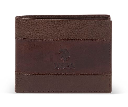 U.S. POLO ASSN. Horizontal Wallet with Coin and Flap Brown