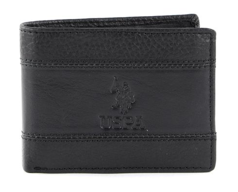 U.S. POLO ASSN. Horizontal Wallet with Coin and Flap Black