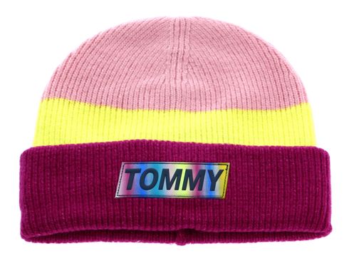 TOMMY HILFIGER Youth Tommy Beanie Autumn Plum / Yellow Mix