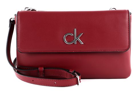 Calvin Klein Double Compartment Xbody With Flap Red Currant