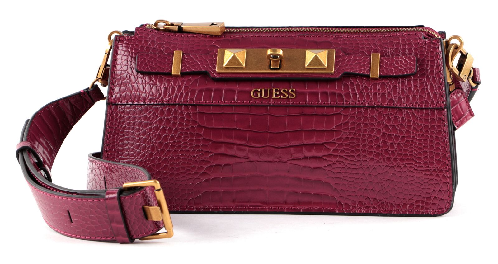 GUESS Raffie Mini Crossbody Top Zip Plum modeherz