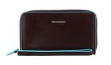 PIQUADRO Blue Square Zip Around Smartphone Wallet Clutch RFID Mogano