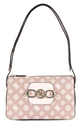 GUESS Hensely Logo Top Zip Shoulder Bag Blush Multi