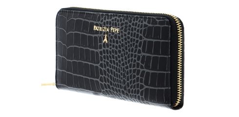 PATRIZIA PEPE Piping Croco Zip Around Wallet Nero