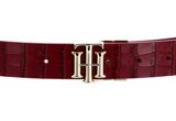 TOMMY HILFIGER TH Logo Reversible Belt 3.0 W85 Red Croco / Alabaster