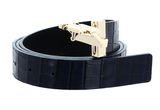 TOMMY HILFIGER TH Logo Reversible Belt 3.0 W80 Blue Croco / Black