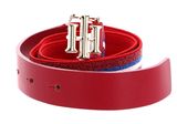 TOMMY HILFIGER Mini Me Girls TH Logo Belt W70 Deep Crimson Lurex