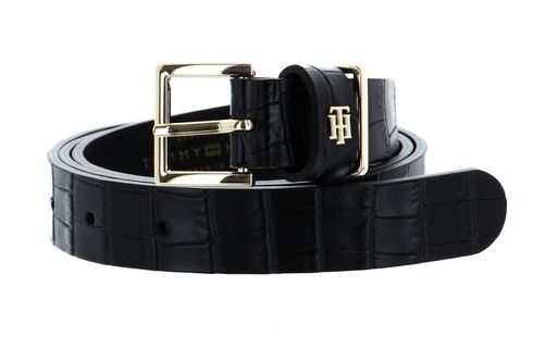 TOMMY HILFIGER TH Square Belt 2.5 Faux Croco W85 Black