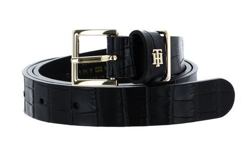 TOMMY HILFIGER TH Square Belt 2.5 Faux Croco W90 Black