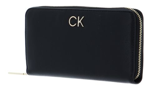 Calvin Klein Re-Lock Slim Zip Around Wallet Logo CK Black