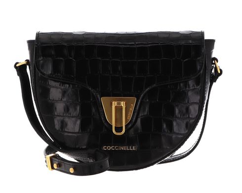 COCCINELLE Beat Croco Shiny Soft Crossover Bag Noir