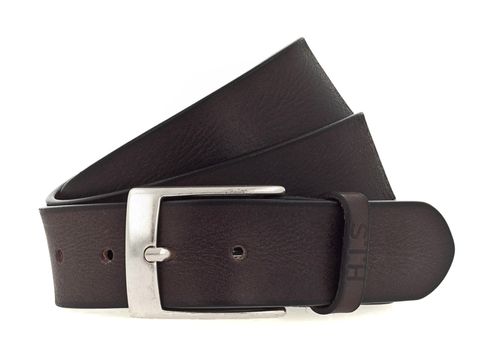 H.I.S 40mm Men's Leather Belt W80 Dark Brown - kürzbar