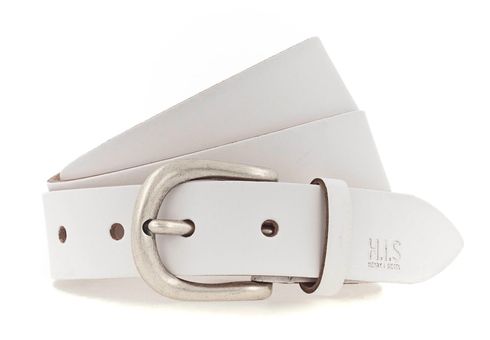 H.I.S 30mm Leather Belt W110 White H.I.S 30mm Leather Belt W110 White