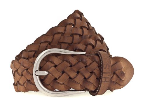 H.I.S 40mm Woven Leather Belt W100 Camel