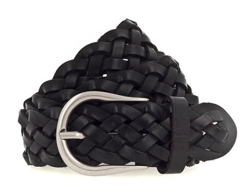 H.I.S 40mm Woven Leather Belt W110 Black