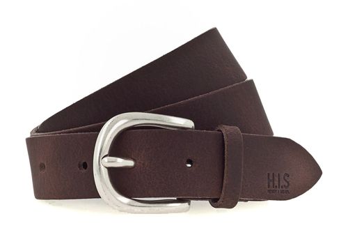H.I.S 30mm Leather Belt W90 Dark Brown
