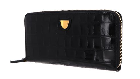 COCCINELLE Lucilla Croco Shiny Soft Zip Around Wallet Noir