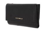 COCCINELLE Metallic Soft Wallet Grainy Leather Noir COCCINELLE Metallic Soft Wallet Grainy Leather Noir
