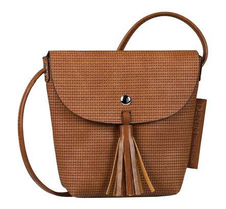 TOM TAILOR Ida Weaving Flap Bag S Cognac