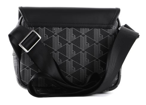 LACOSTE Messenger Bag Allover Monogram Noir Gris | modeherz