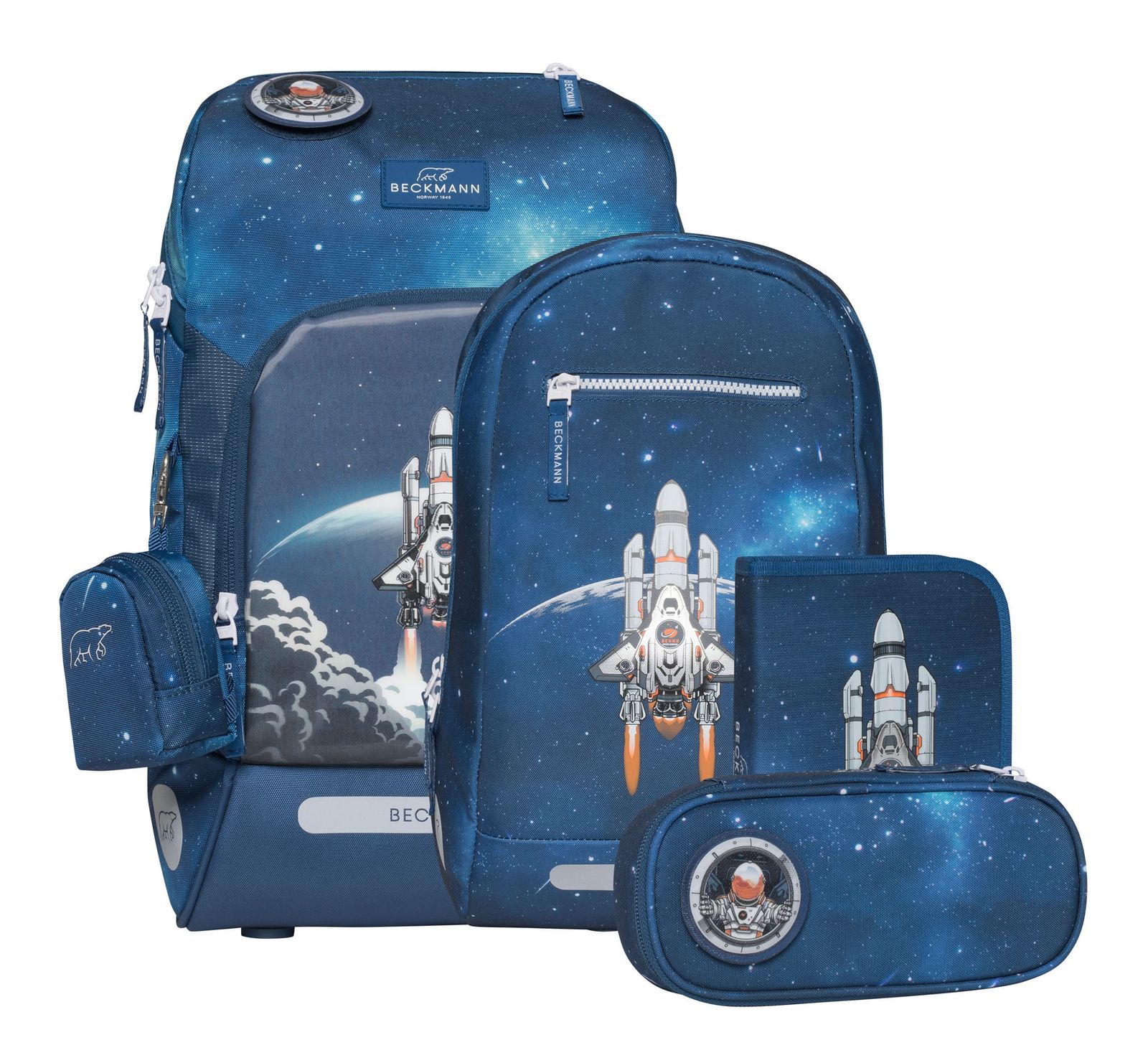Beckmann Set Zaino Scuola 22L Cherry Con Sportiva E Astuccio - Completo Di 6 Pezzi Per Bambini