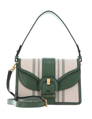 THE BRIDGE Anastasia Crossbody Bag Salvia / Tessuto Multiriga - Oro