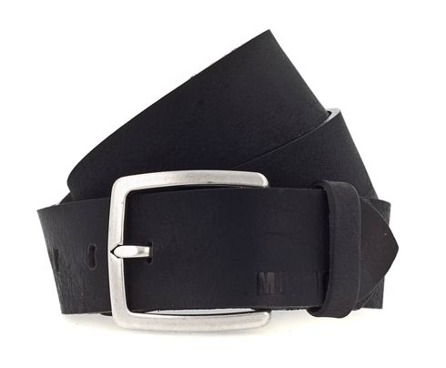 MUSTANG 40mm Leather Belt W95 Black - kürzbar