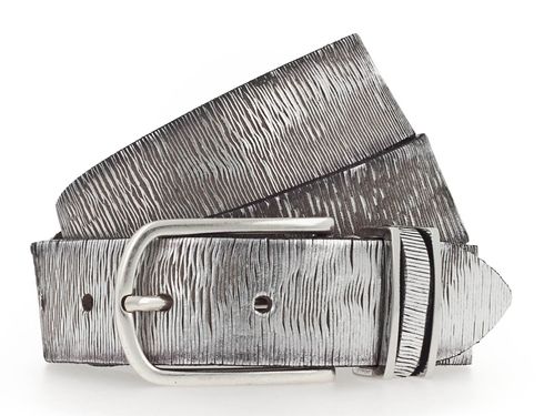 b.belt Cuno Silver Vollledergürtel W80 Anthracite Grey - Silver Metallic
