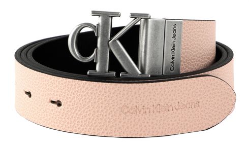 Calvin Klein CKJ Monogram Mono Hardware Rev Belt 30MM W90 Black / Pale Conch Shell