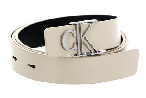 Calvin Klein CKJ Monogram Minimal Mono Hardware Belt 25MM W85 Eggshell