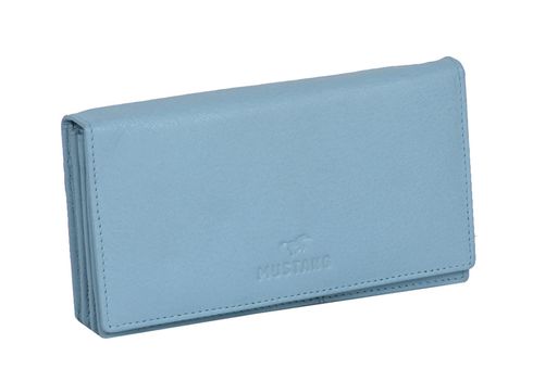 MUSTANG Seattle Leather Long Wallet Top Opening Flap New Blue