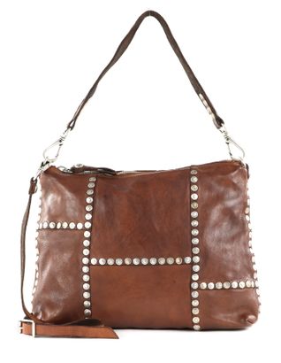 CAMPOMAGGI Studs Leather Bag Pochette Cognac