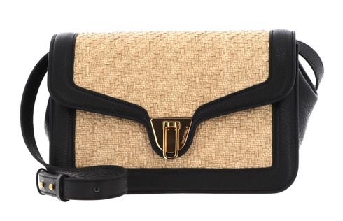 COCCINELLE Marvin Twist Rafia Handbag Natural / Noir