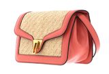 COCCINELLE Marvin Twist Rafia Handbag Natural / Geranium COCCINELLE Marvin Twist Rafia Handbag Natural / Geranium