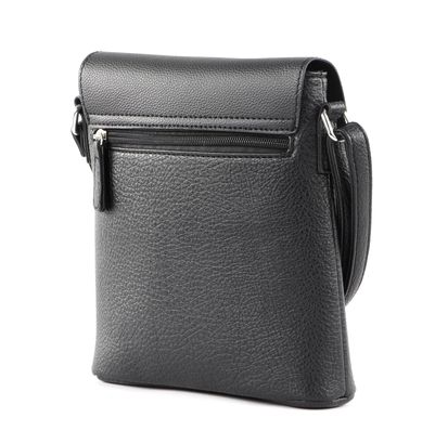 ショルダーバッグ・ポシェット [4OUR B] Flap Rope Shoulder & Cross Bag (BLACK) Black Leather Bag With Zipper, Studded Leather Bag, Black