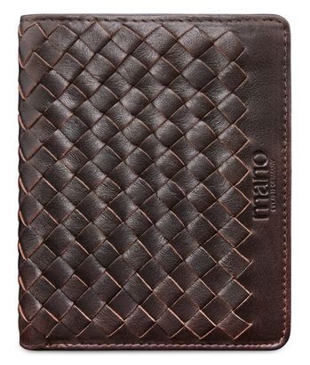 mano Don Luca Coin Wallet with Flap Dark Brown