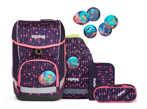 ergobag Lumi-Edition Cubo Schoolbag Set 5-teilig Bärmuda Viereck