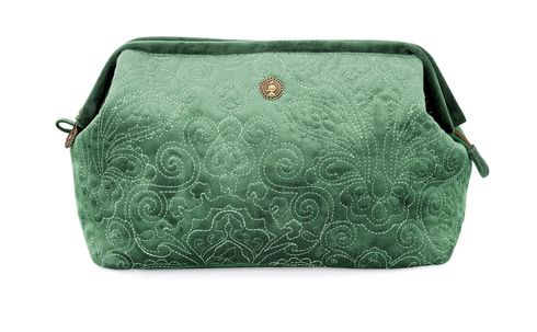 Pip Studio Cosmetic Purse XL Velvet Quilted Green