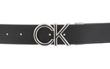 Calvin Klein Logo Adj / Rev Leather Inlay Textured Belt 35MM W95 Black / Textured - shortenable