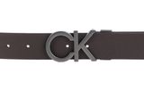 Calvin Klein Logo Adj / Rev Metal Pb Belt 35MM W90 Black / Dark Brown - shortenable Calvin Klein Logo Adj / Rev Metal Pb Belt 35MM W90 Black / Dark Brown - shortenable