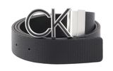 Calvin Klein Logo Adj / Rev Leather Inlay Textured Belt 35MM W100 Black / Textured - shortenable